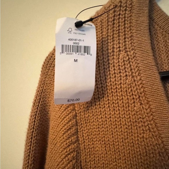 Banana Republic Tan Brown Ribbed Sweater V neck Back NWT - Picture 2 of 3